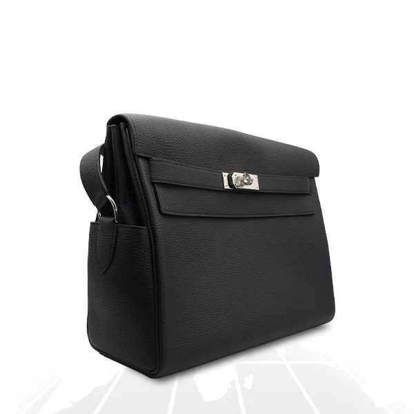Hermes Kelly Messenger GM Black (89) Togo Palladium Hardware - Image 8