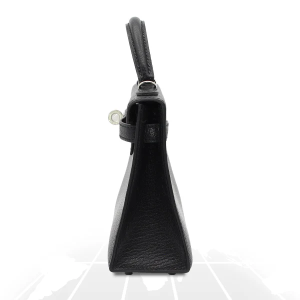 Hermes	Mini Kelly Chevre Chamkila Noir Silver Hardware - Image 3