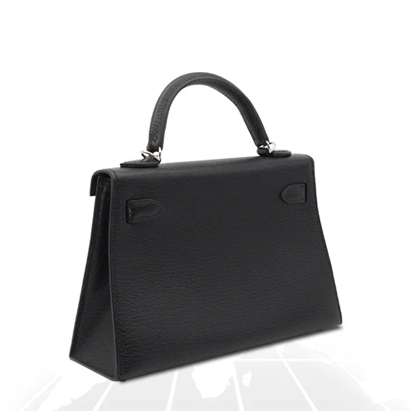 Hermes	Mini Kelly Chevre Chamkila Noir Silver Hardware - Image 4