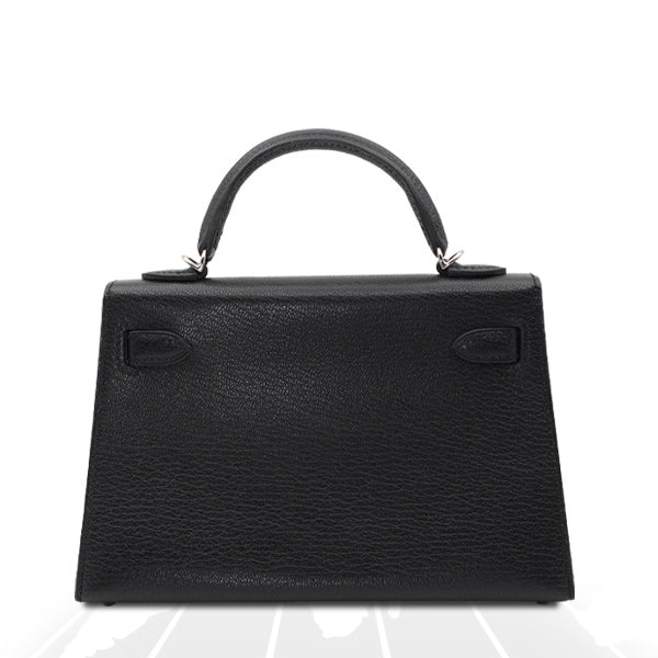 Hermes	Mini Kelly Chevre Chamkila Noir Silver Hardware - Image 5
