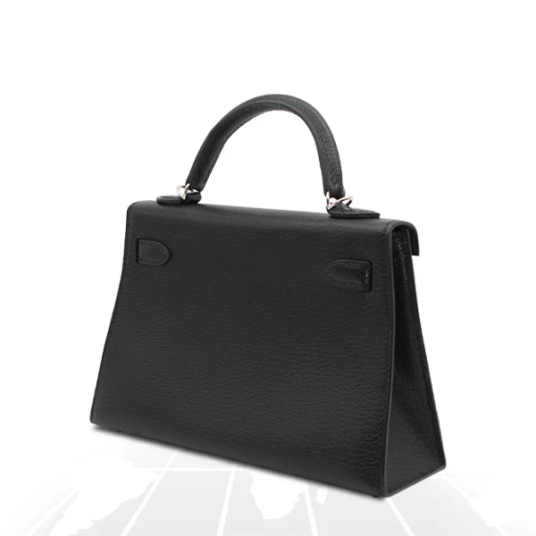 Hermes	Mini Kelly Chevre Chamkila Noir Silver Hardware - Image 6