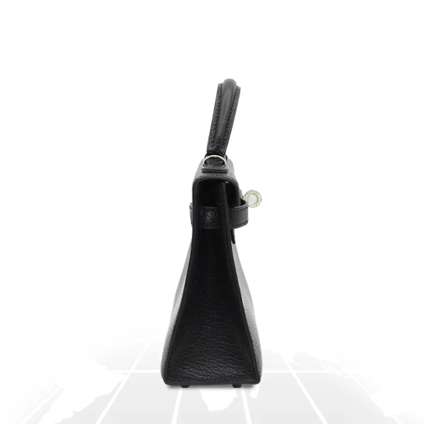Hermes	Mini Kelly Chevre Chamkila Noir Silver Hardware - Image 7